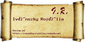 Ivánszky Rozália névjegykártya